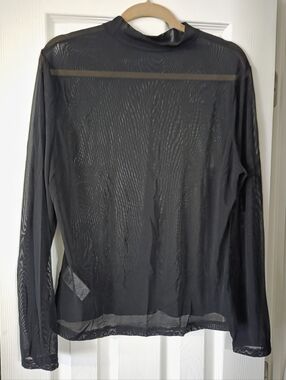 Black Long Sleeve Mesh Top